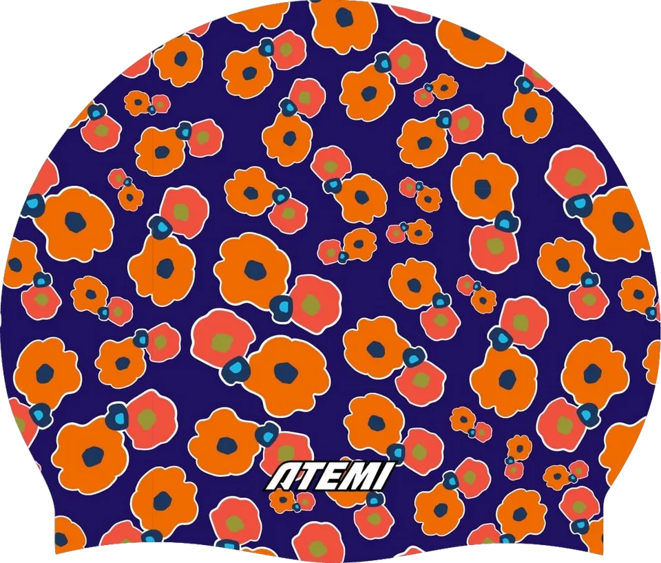 Шапочка для плавания Atemi silicone cap Orange flower