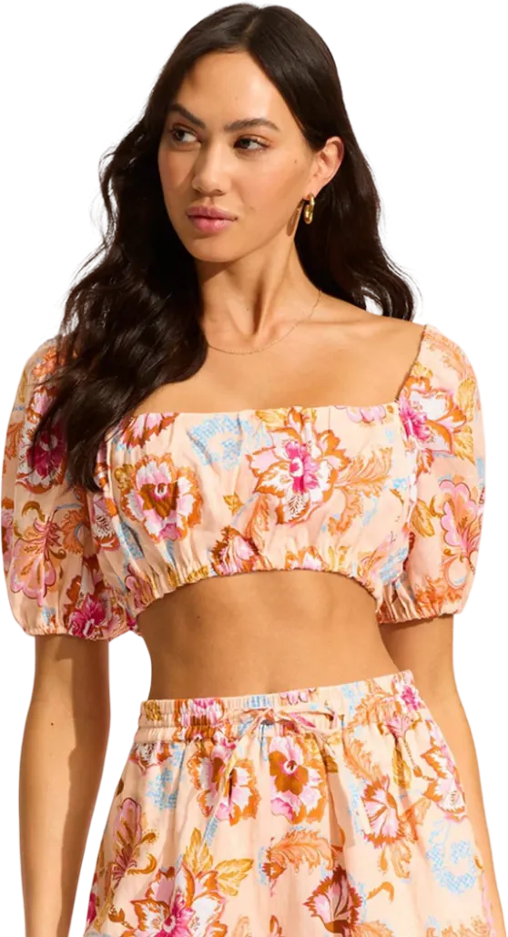 Топ Seafolly Puff Sleeve Crop Nectar - 1