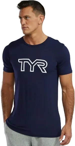 Футболка TYR Men's Ultrasoft Lightweight Tri Blend Tech Tee – Big Logo (401) - 1