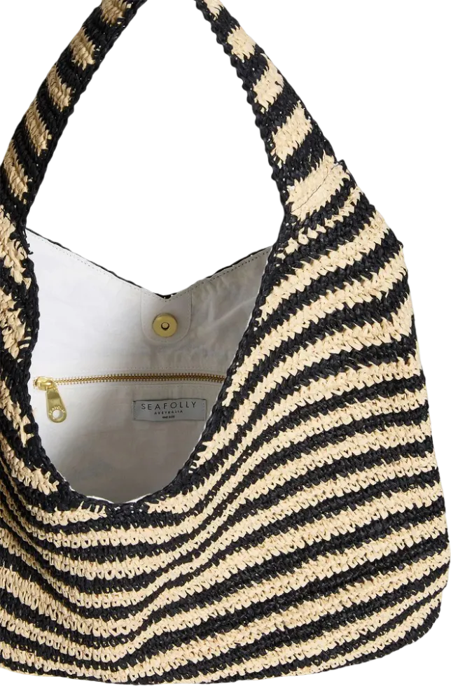 Сумка пляжная Seafolly Raffia Stripe Tote Bag (Nat/Black) - 3