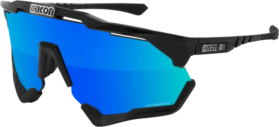 Очки Scicon Aeroshade XL Black Gloss/lens SCNPP Multimirror Blue - 2