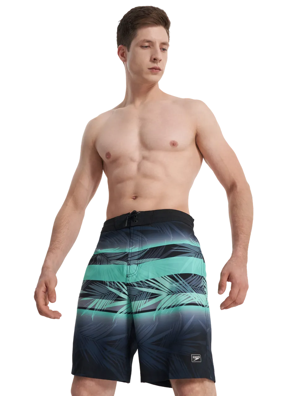 Шорты мужские Speedo ENG PRINT BONDI BRDSHRT 20'', черный/зеленый - 1